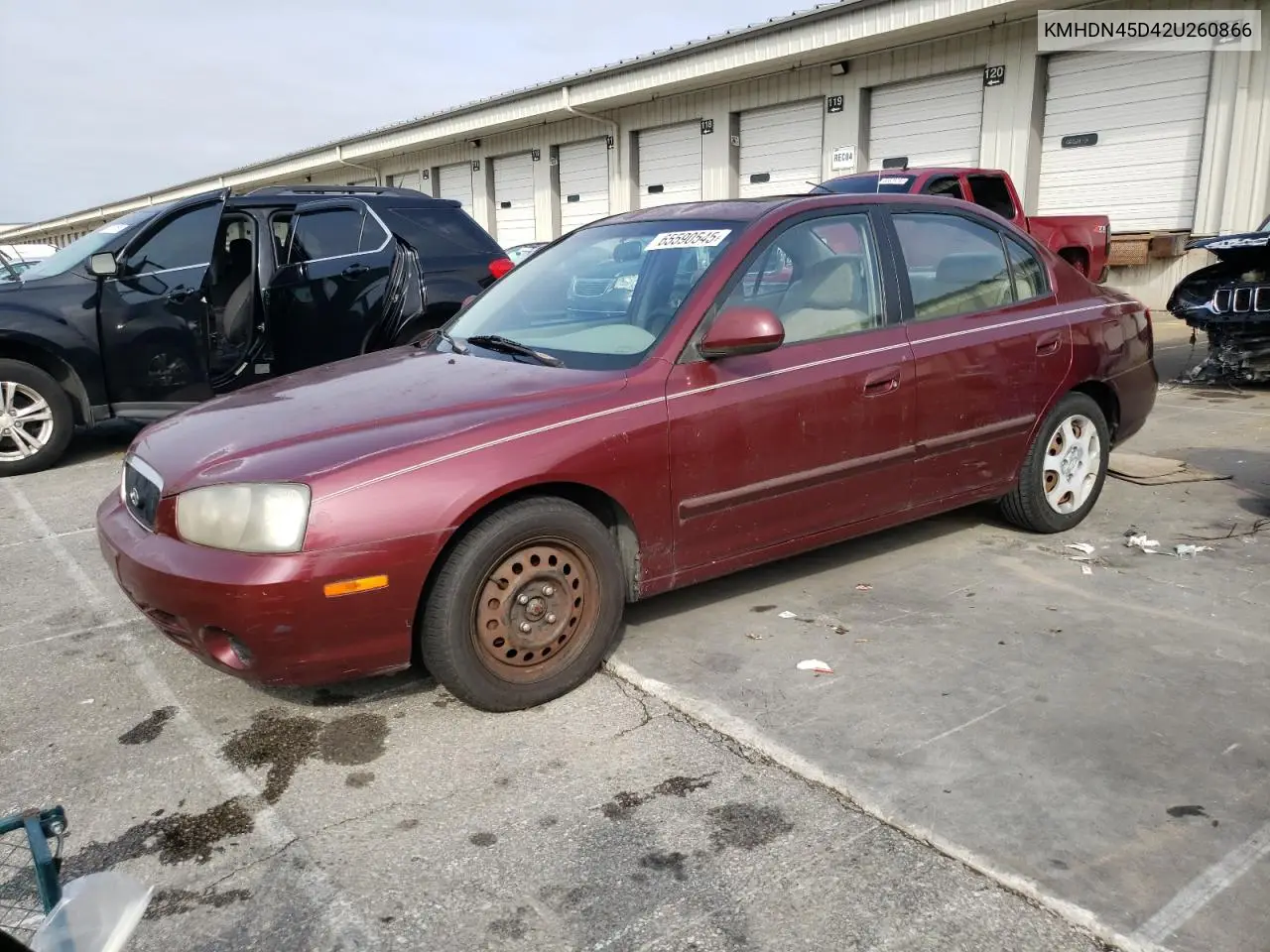 2002 Hyundai Elantra Gls VIN: KMHDN45D42U260866 Lot: 65590545