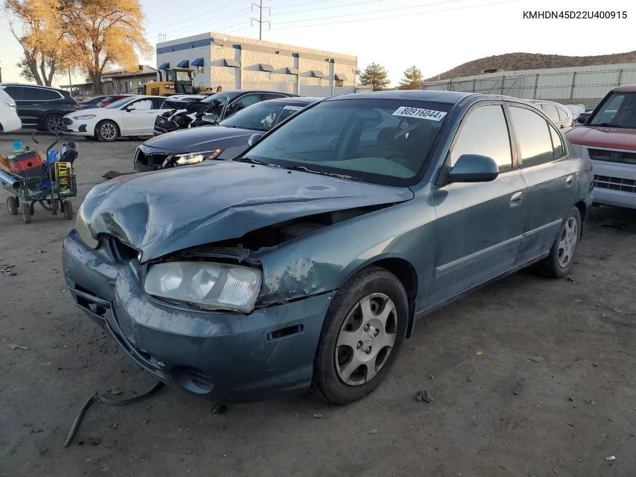 2002 Hyundai Elantra Gls VIN: KMHDN45D22U400915 Lot: 80916044