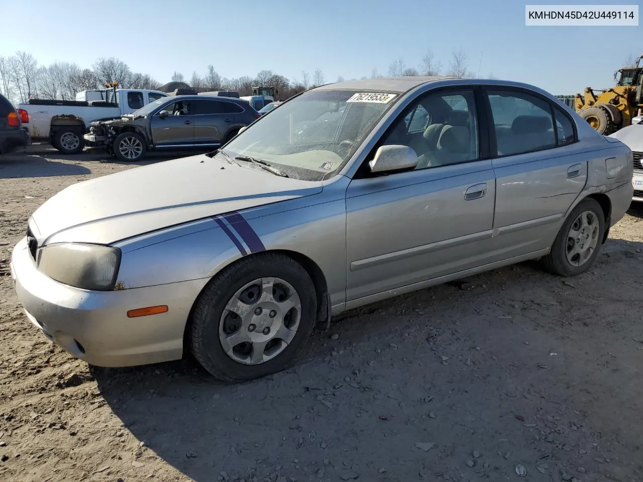 2002 Hyundai Elantra Gls VIN: KMHDN45D42U449114 Lot: 83870554