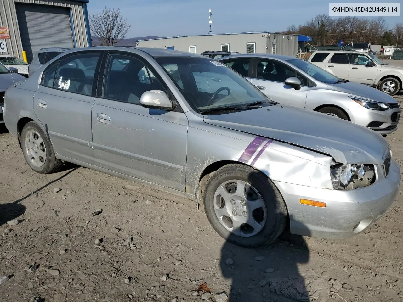 2002 Hyundai Elantra Gls VIN: KMHDN45D42U449114 Lot: 83870554