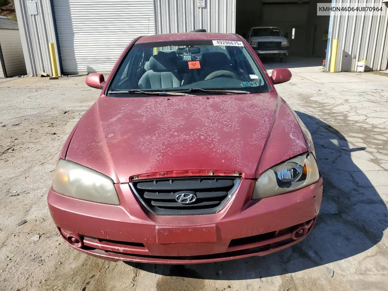 2004 Hyundai Elantra Gls VIN: KMHDN46D64U870964 Lot: 49296675
