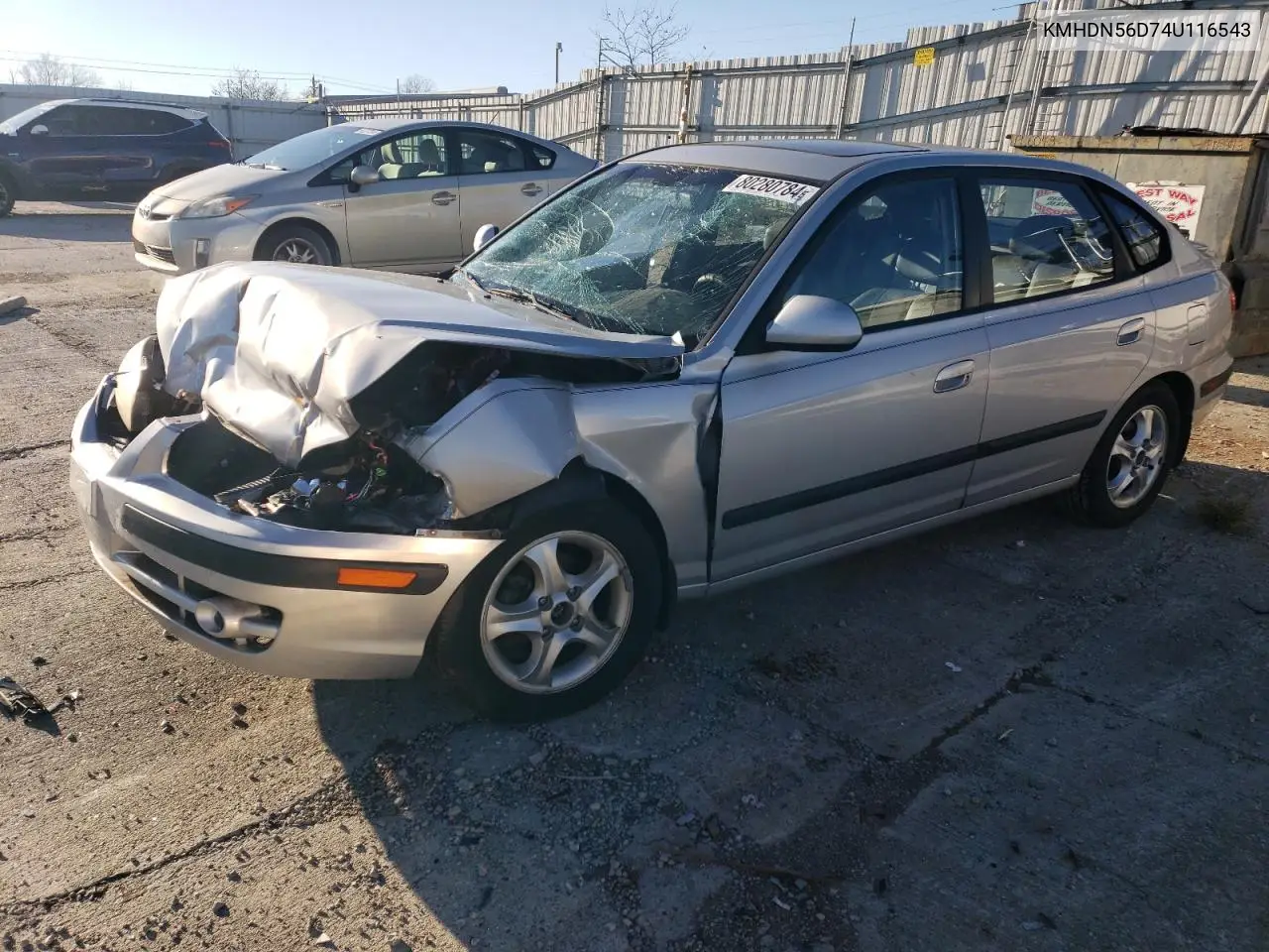 2004 Hyundai Elantra Gls VIN: KMHDN56D74U116543 Lot: 80280784