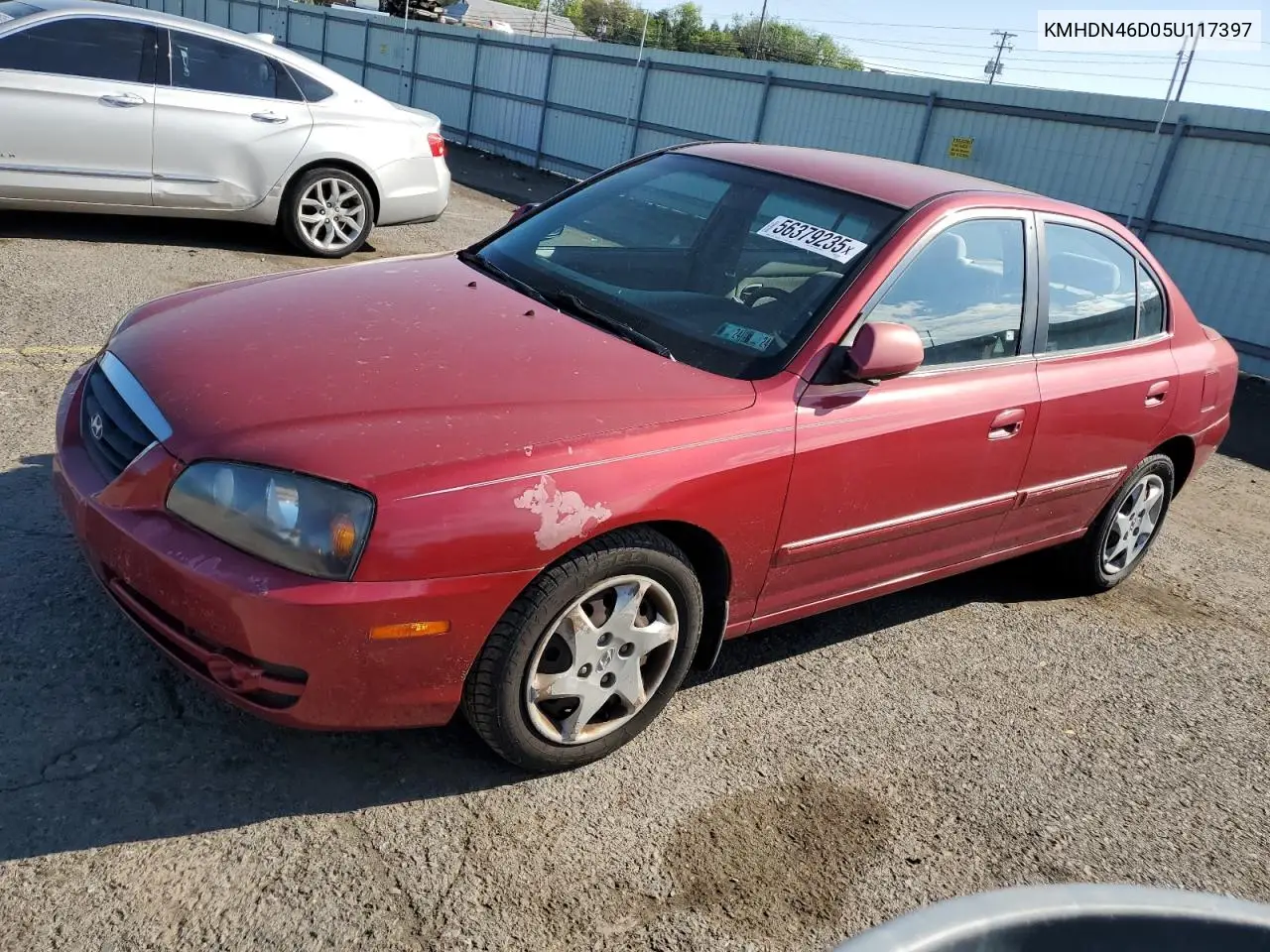 2005 Hyundai Elantra Gls VIN: KMHDN46D05U117397 Lot: 56379235