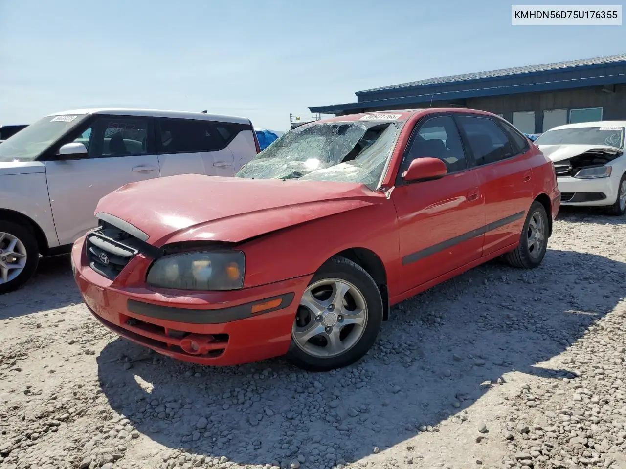 2005 Hyundai Elantra Gls VIN: KMHDN56D75U176355 Lot: 58931765