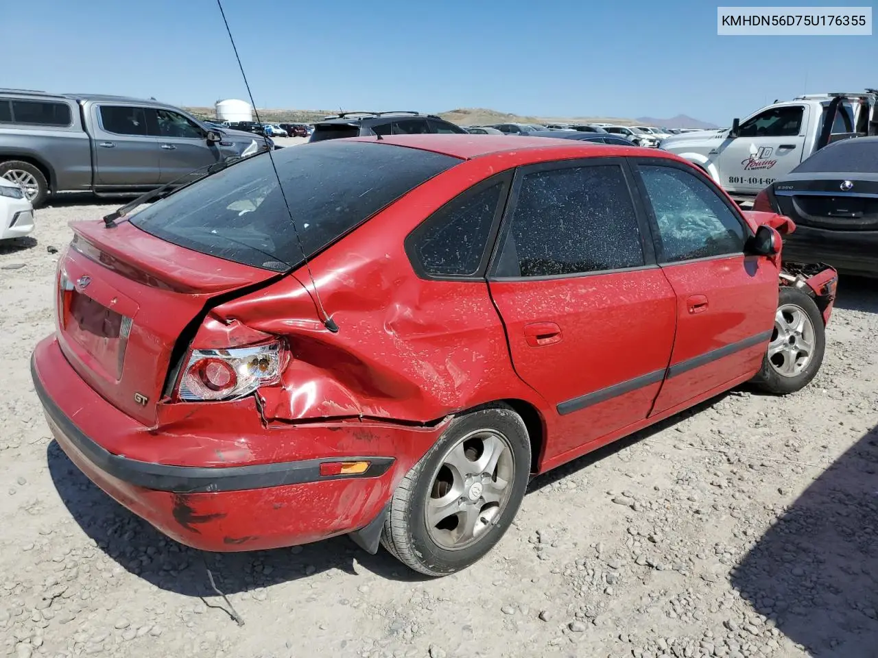 2005 Hyundai Elantra Gls VIN: KMHDN56D75U176355 Lot: 58931765