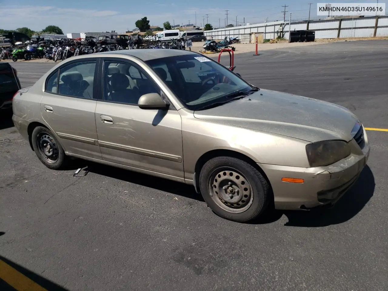 2005 Hyundai Elantra Gls VIN: KMHDN46D35U149616 Lot: 61292475