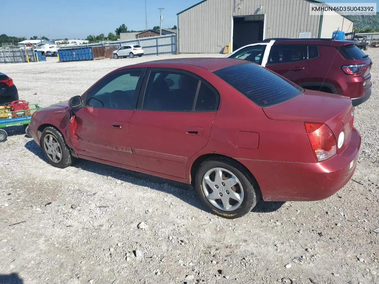 2005 Hyundai Elantra Gls VIN: KMHDN46D35U043392 Lot: 62633435