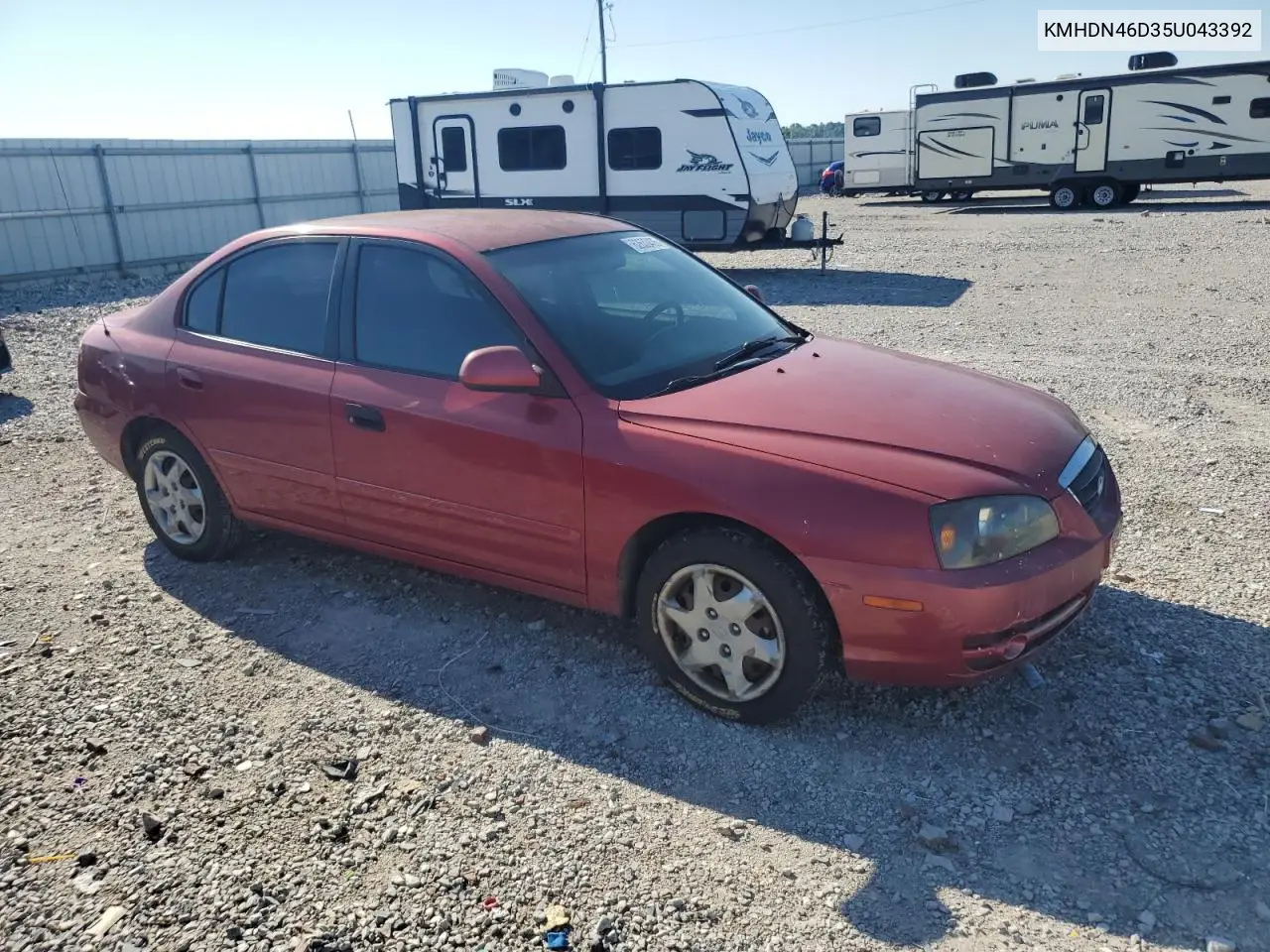 2005 Hyundai Elantra Gls VIN: KMHDN46D35U043392 Lot: 62633435
