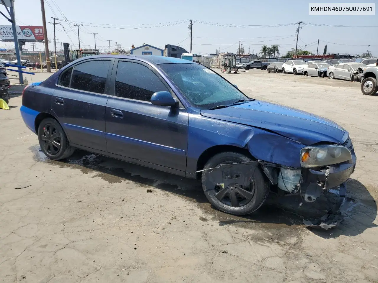 2005 Hyundai Elantra Gls VIN: KMHDN46D75U077691 Lot: 63533175