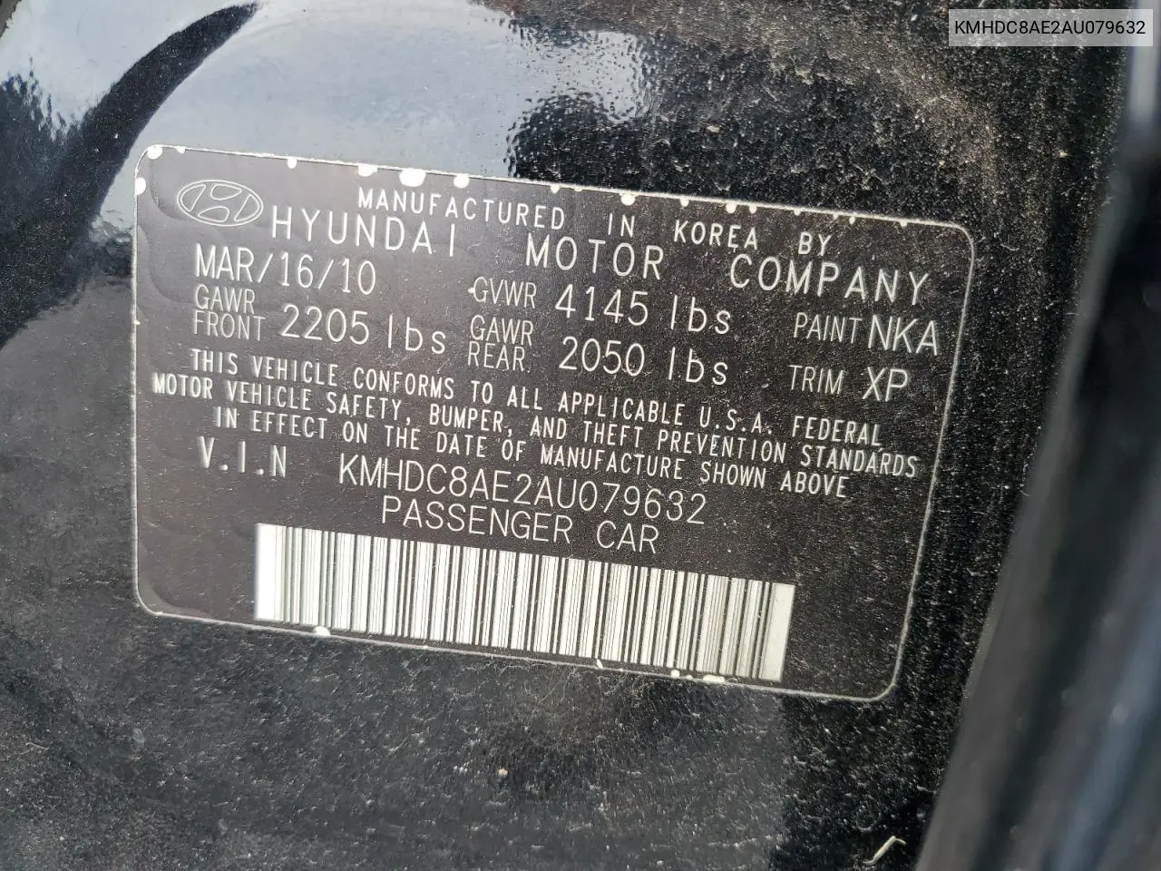 2010 Hyundai Elantra Touring Gls VIN: KMHDC8AE2AU079632 Lot: 62276105