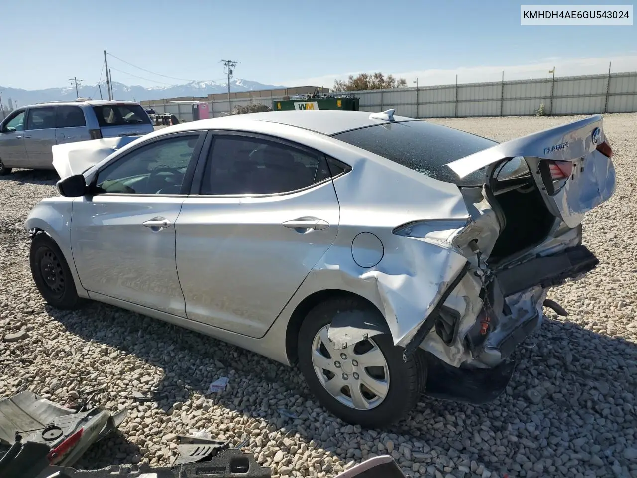 2016 Hyundai Elantra Se VIN: KMHDH4AE6GU543024 Lot: 57156554