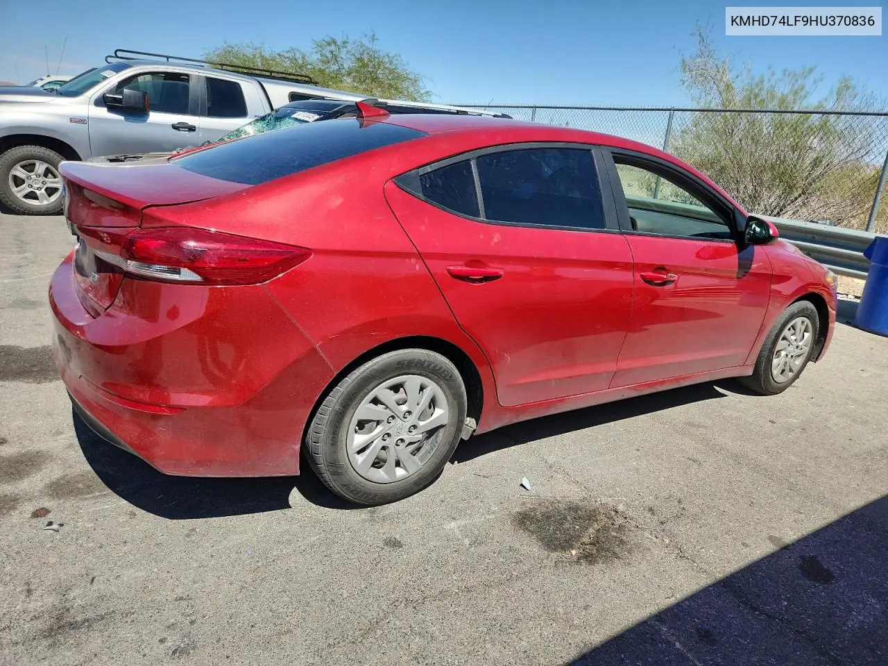 2017 Hyundai Elantra Se VIN: KMHD74LF9HU370836 Lot: 62955515