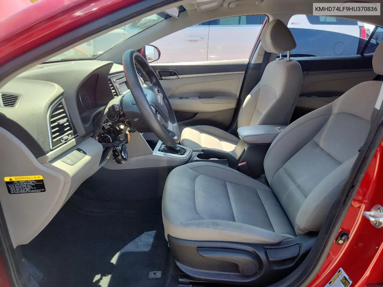 2017 Hyundai Elantra Se VIN: KMHD74LF9HU370836 Lot: 62955515