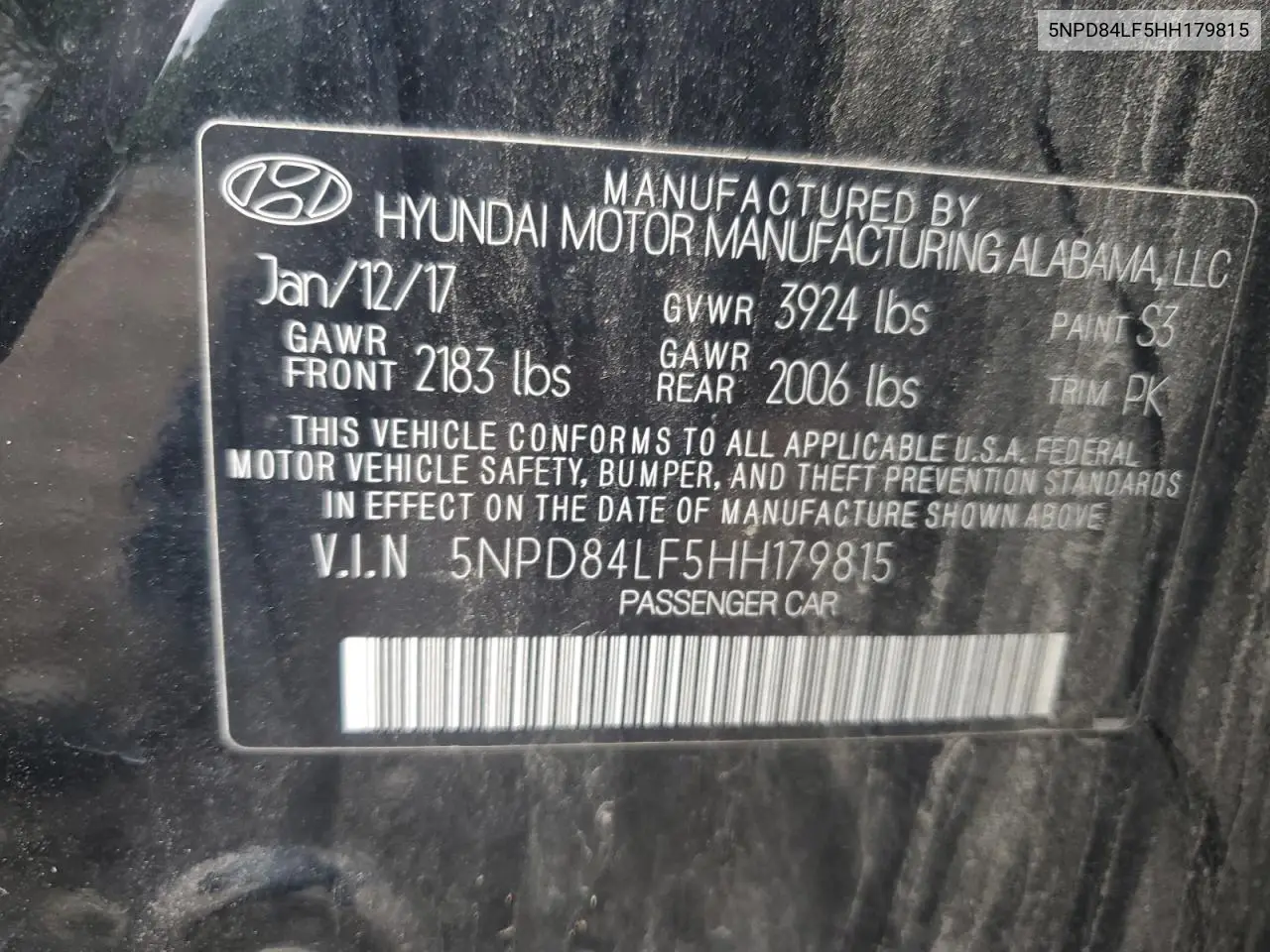 2017 Hyundai Elantra Se VIN: 5NPD84LF5HH179815 Lot: 63017015