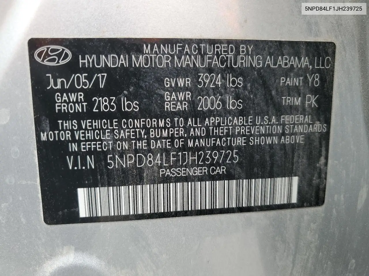 2018 Hyundai Elantra Sel VIN: 5NPD84LF1JH239725 Lot: 62949285