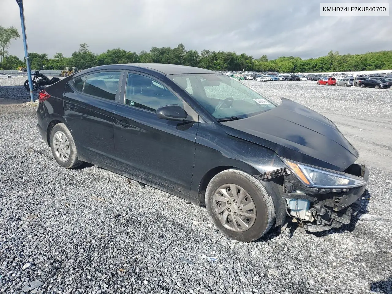 2019 Hyundai Elantra Se VIN: KMHD74LF2KU840700 Lot: 56404215