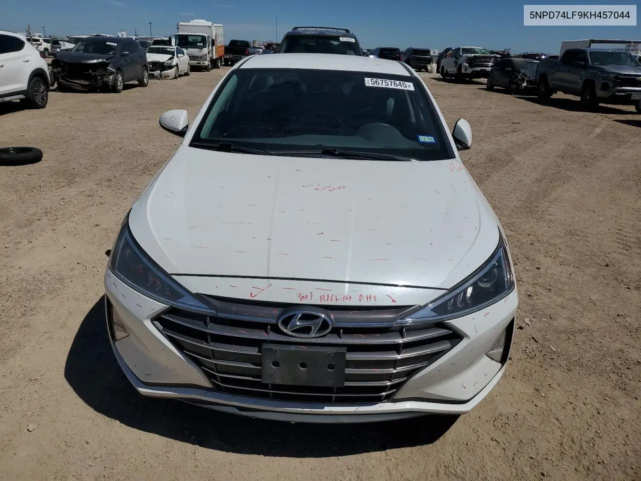 2019 Hyundai Elantra Se VIN: 5NPD74LF9KH457044 Lot: 56757645