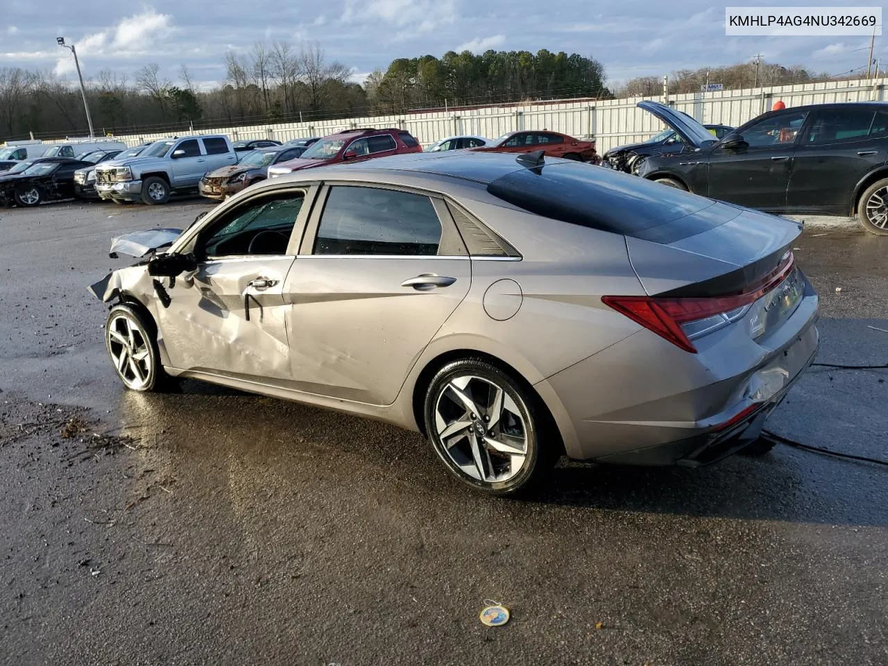2022 Hyundai Elantra Limited VIN: KMHLP4AG4NU342669 Lot: 42360205