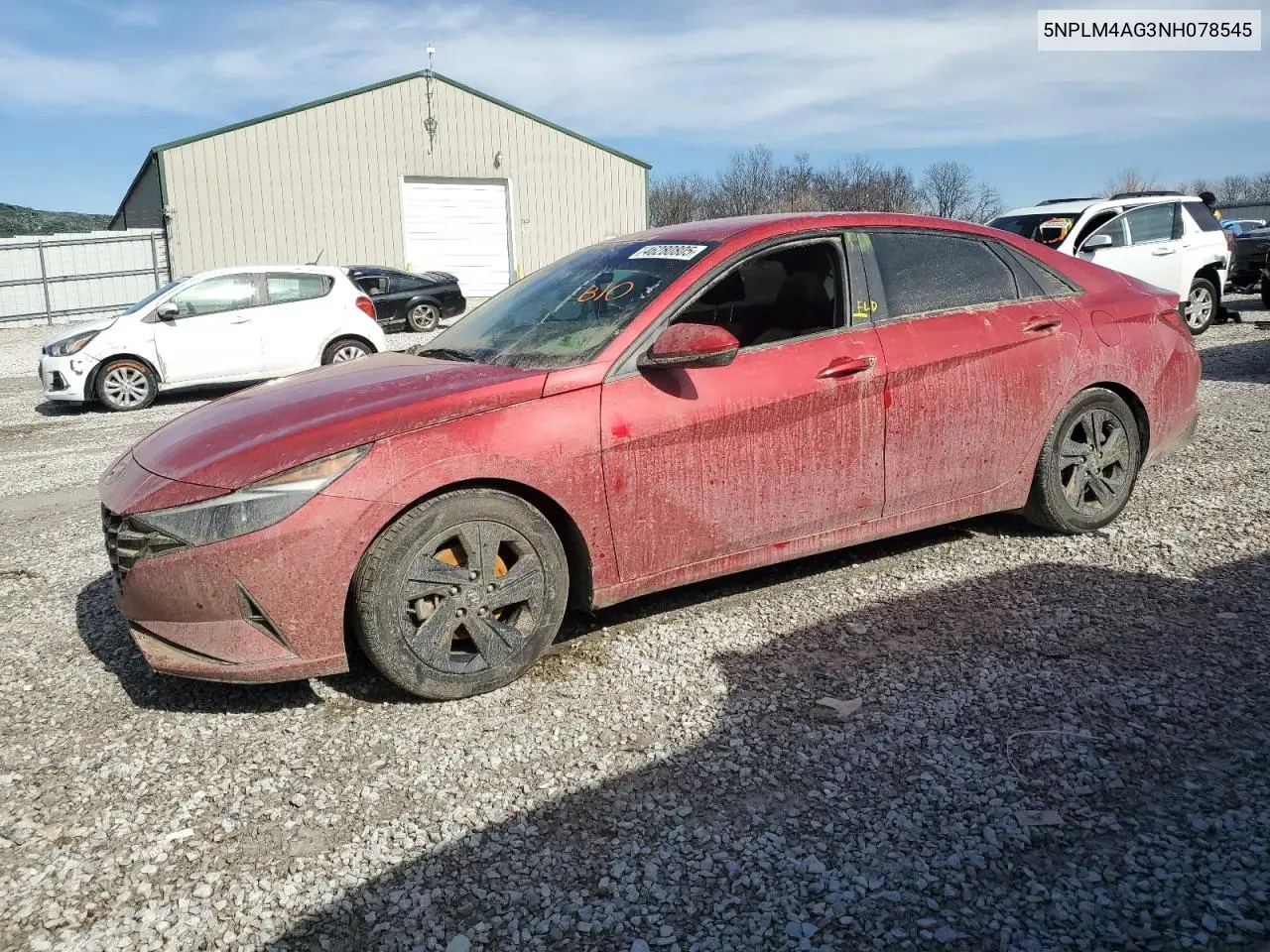 2022 Hyundai Elantra Sel VIN: 5NPLM4AG3NH078545 Lot: 46280805