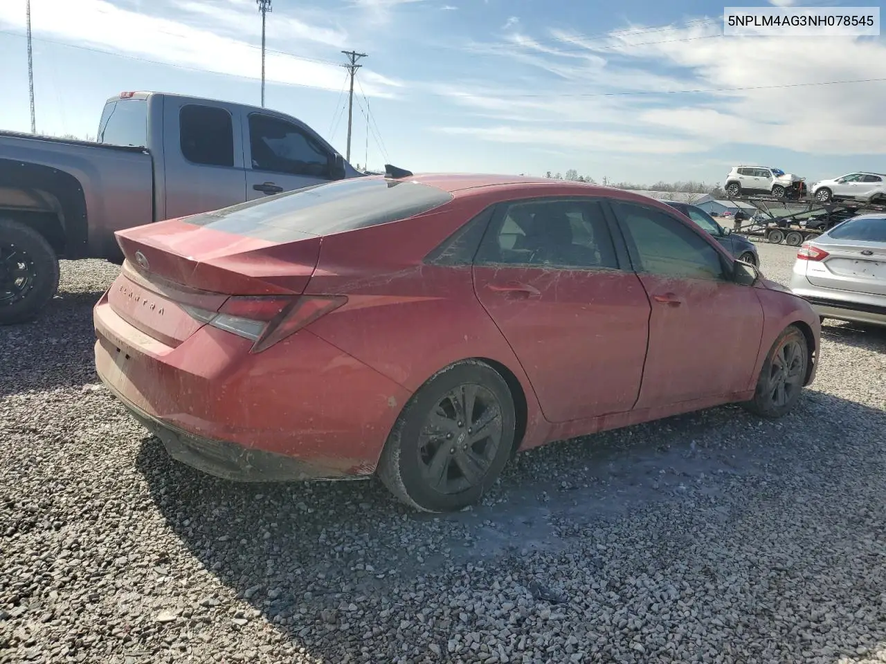 2022 Hyundai Elantra Sel VIN: 5NPLM4AG3NH078545 Lot: 46280805