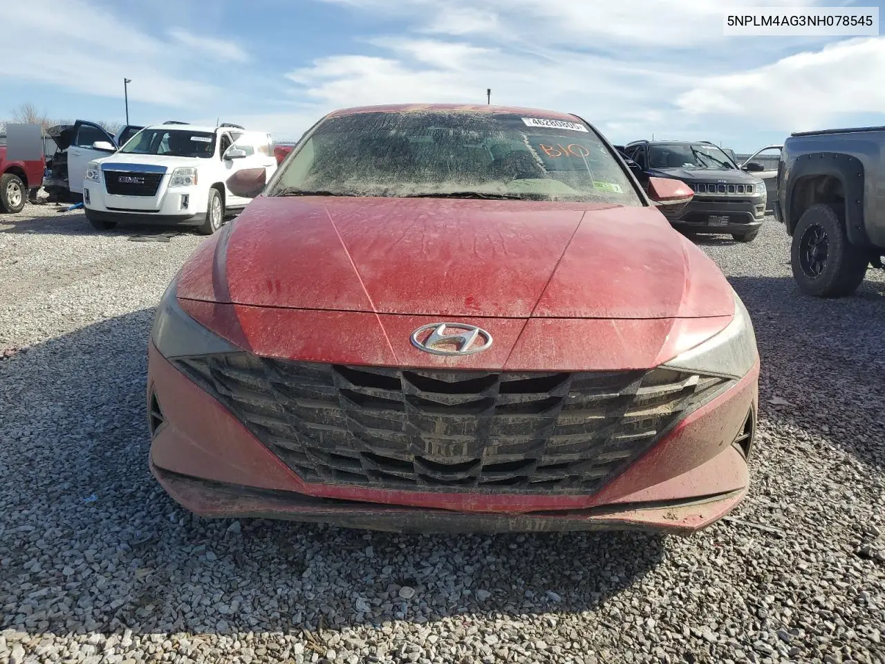 2022 Hyundai Elantra Sel VIN: 5NPLM4AG3NH078545 Lot: 46280805
