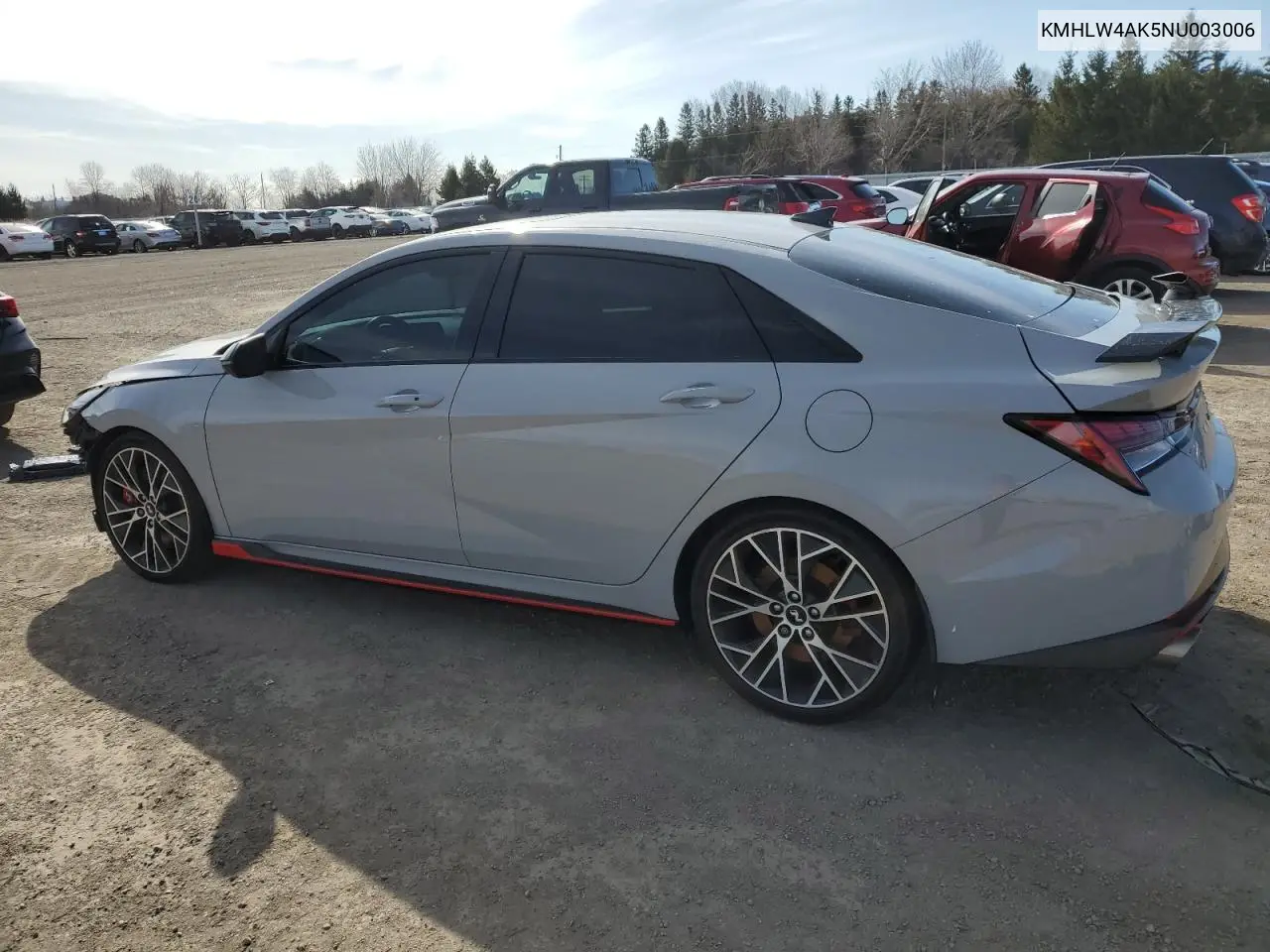 2022 Hyundai Elantra N VIN: KMHLW4AK5NU003006 Lot: 51836575