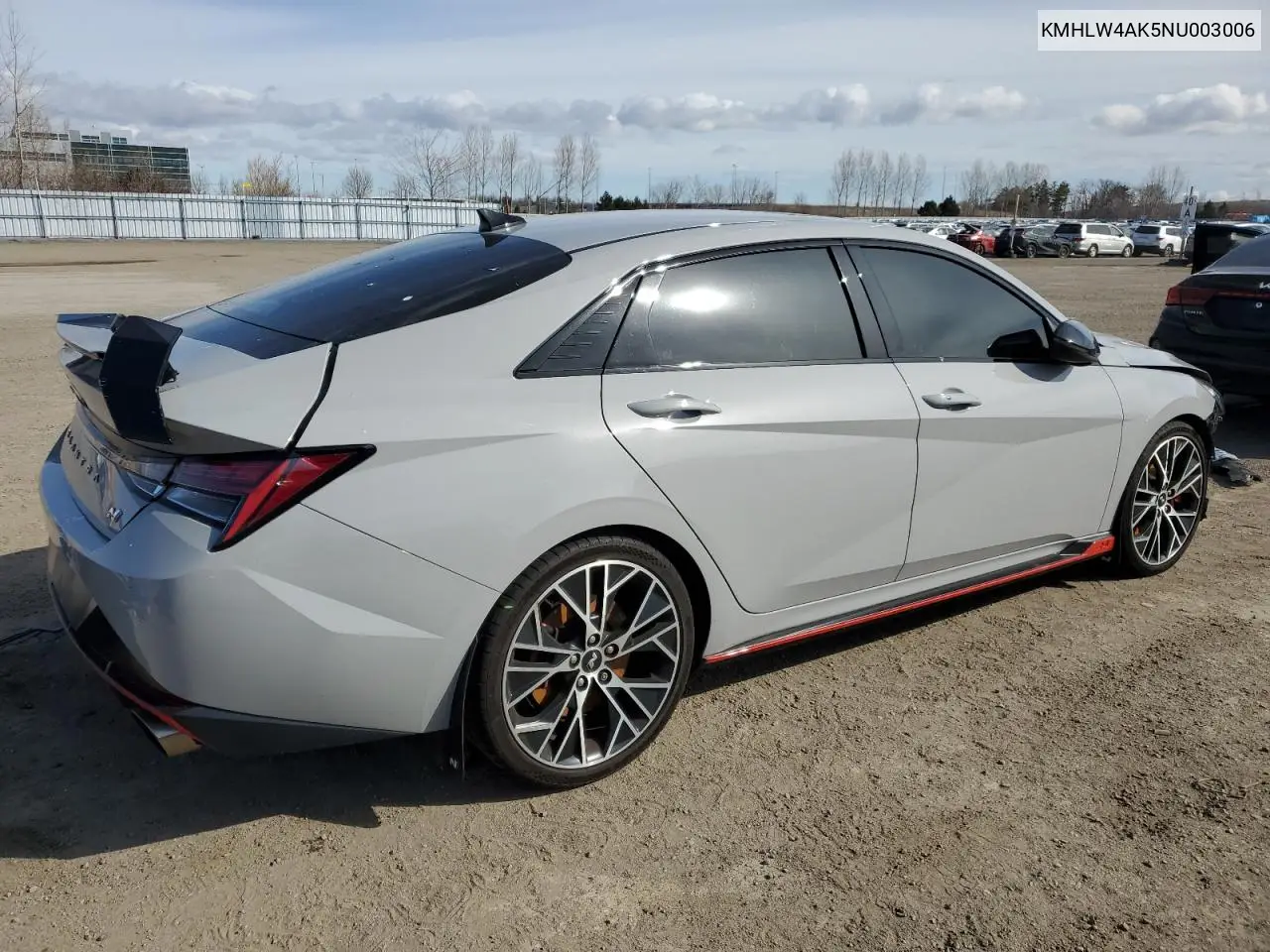 2022 Hyundai Elantra N VIN: KMHLW4AK5NU003006 Lot: 51836575
