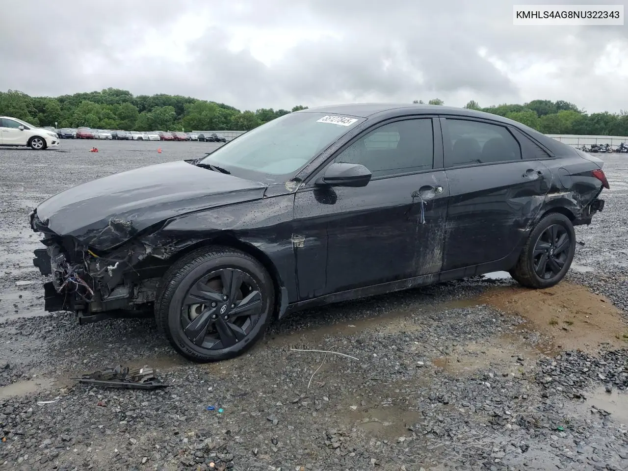 2022 Hyundai Elantra Sel VIN: KMHLS4AG8NU322343 Lot: 55127845