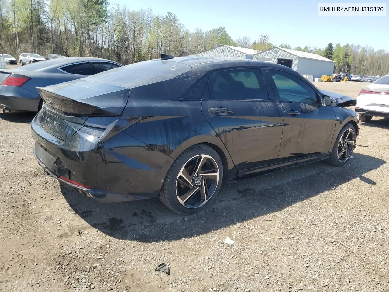 2022 Hyundai Elantra N Line VIN: KMHLR4AF8NU315170 Lot: 56543655