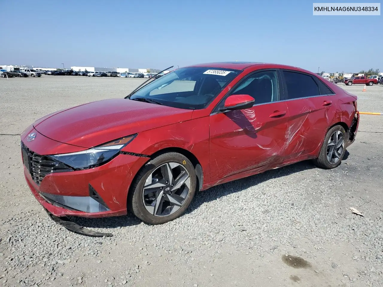 2022 Hyundai Elantra Sel VIN: KMHLN4AG6NU348334 Lot: 57365035