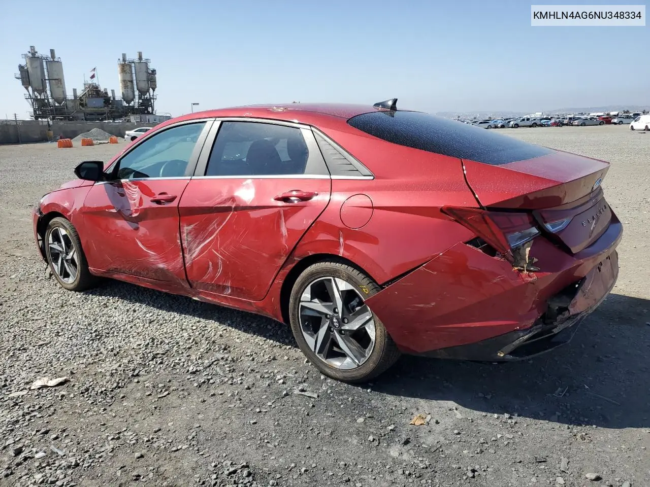 2022 Hyundai Elantra Sel VIN: KMHLN4AG6NU348334 Lot: 57365035