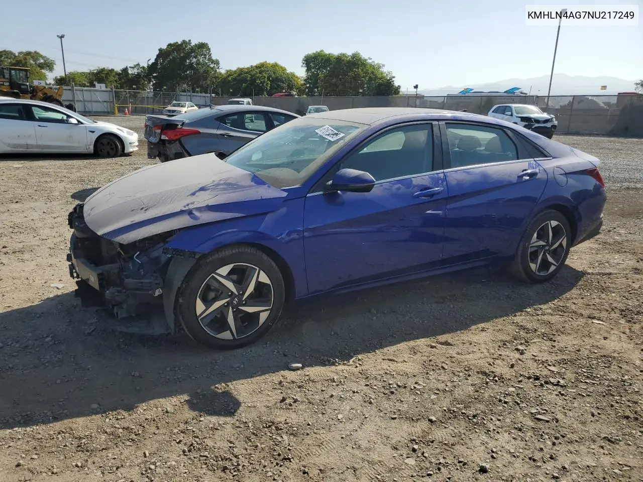 2022 Hyundai Elantra Sel VIN: KMHLN4AG7NU217249 Lot: 61879395