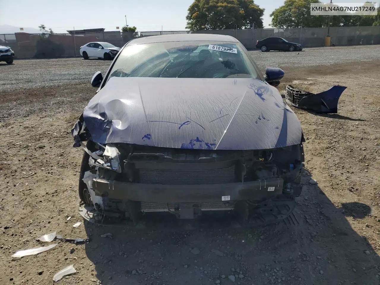 2022 Hyundai Elantra Sel VIN: KMHLN4AG7NU217249 Lot: 61879395