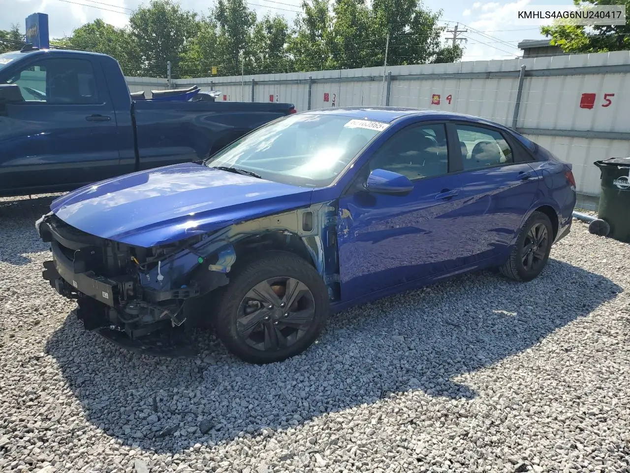 2022 Hyundai Elantra Sel VIN: KMHLS4AG6NU240417 Lot: 62163865