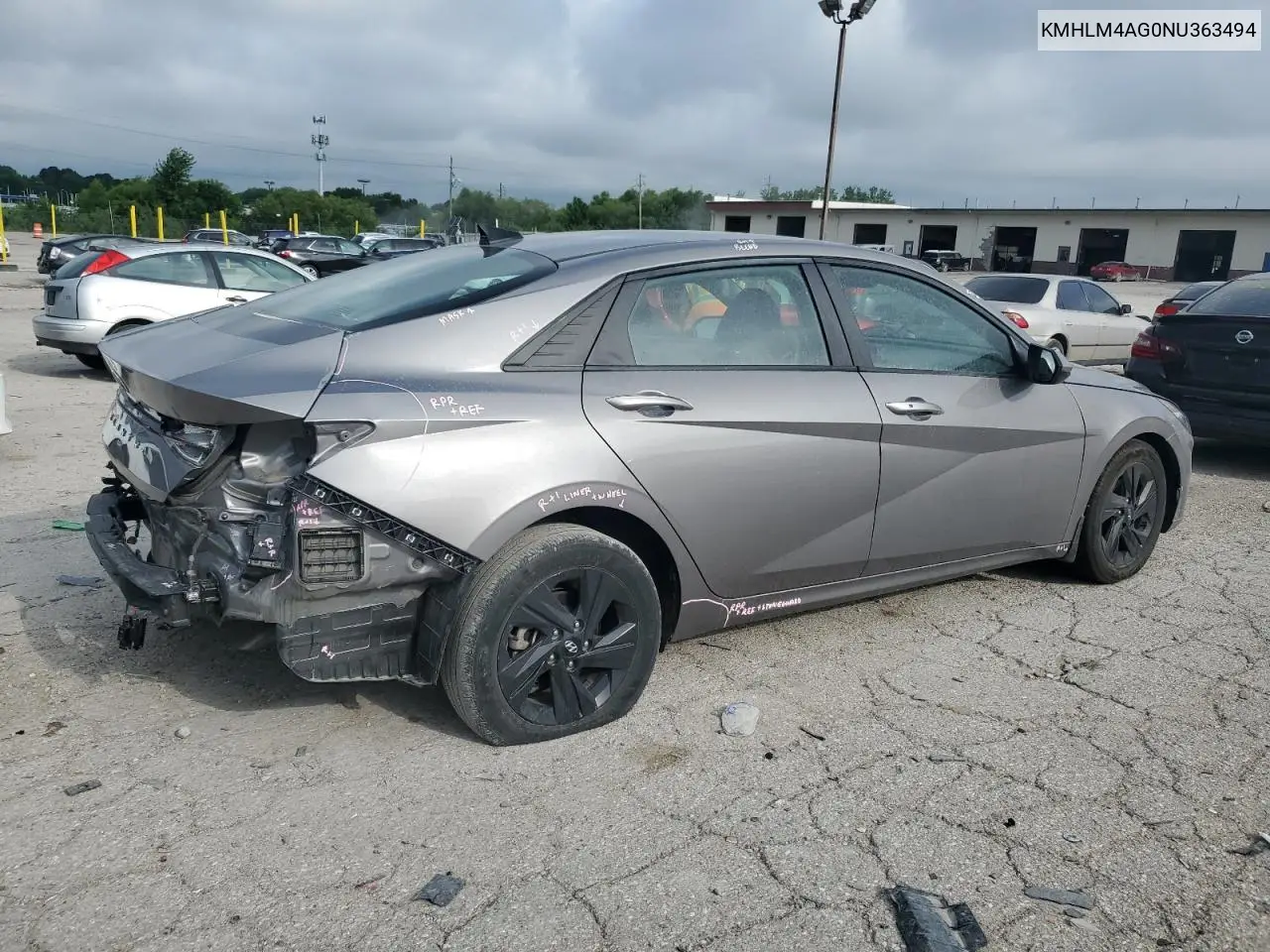2022 Hyundai Elantra Sel VIN: KMHLM4AG0NU363494 Lot: 62377835