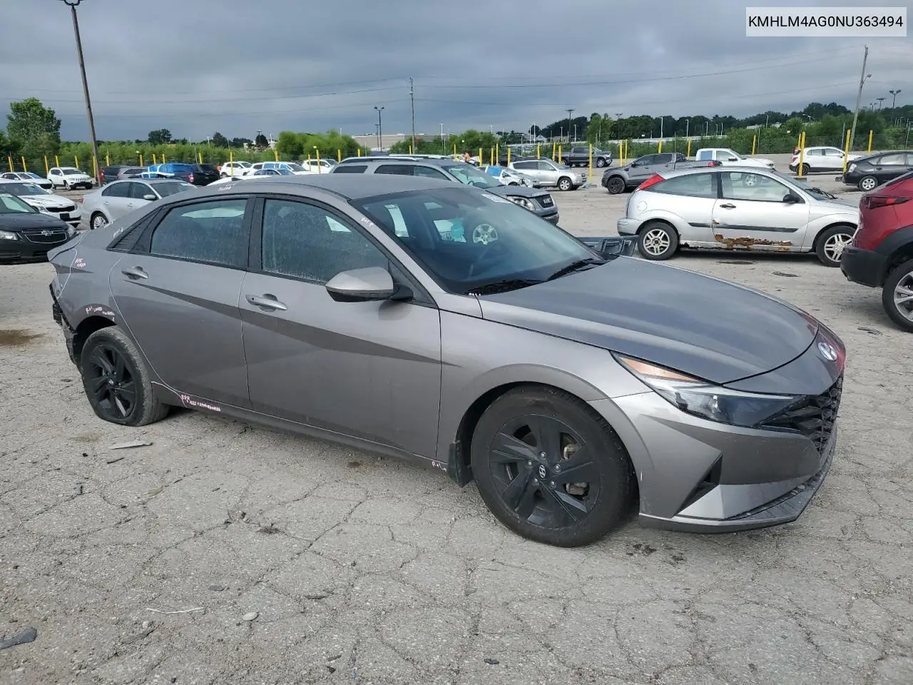 2022 Hyundai Elantra Sel VIN: KMHLM4AG0NU363494 Lot: 62377835