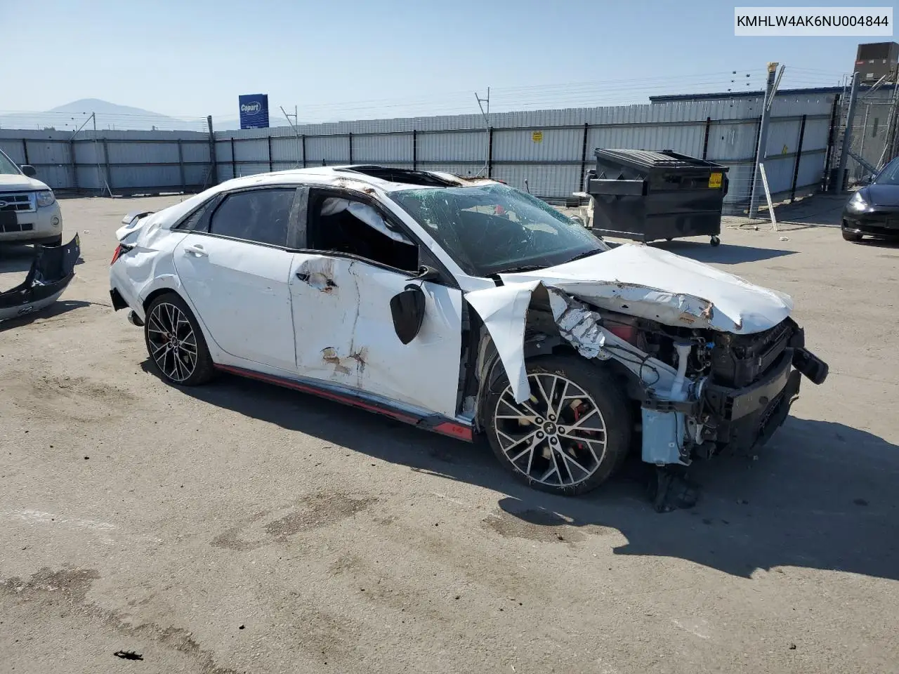 2022 Hyundai Elantra N VIN: KMHLW4AK6NU004844 Lot: 62419495