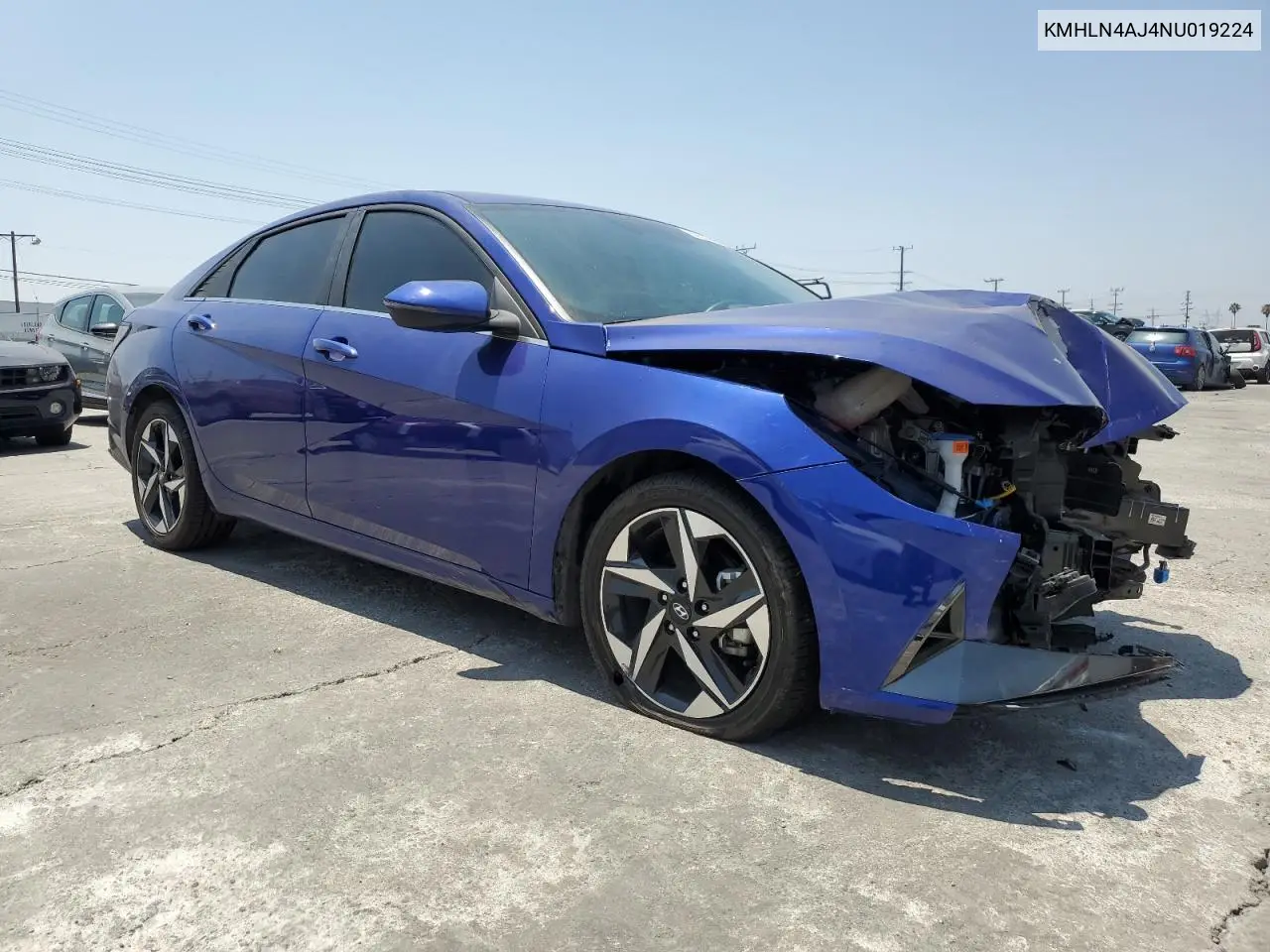 2022 Hyundai Elantra Limited VIN: KMHLN4AJ4NU019224 Lot: 62539605