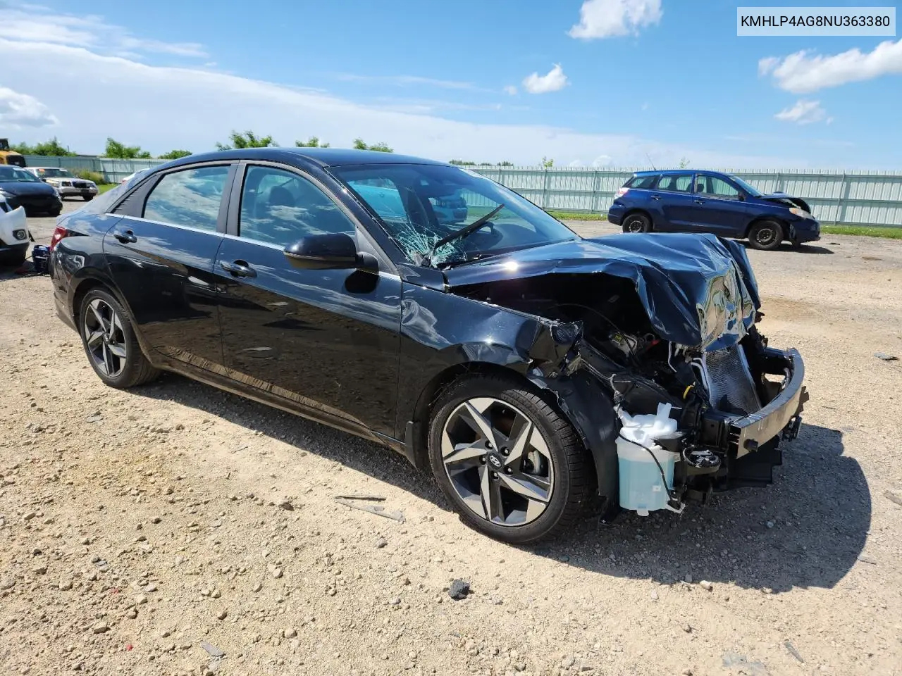 2022 Hyundai Elantra Limited VIN: KMHLP4AG8NU363380 Lot: 63052065