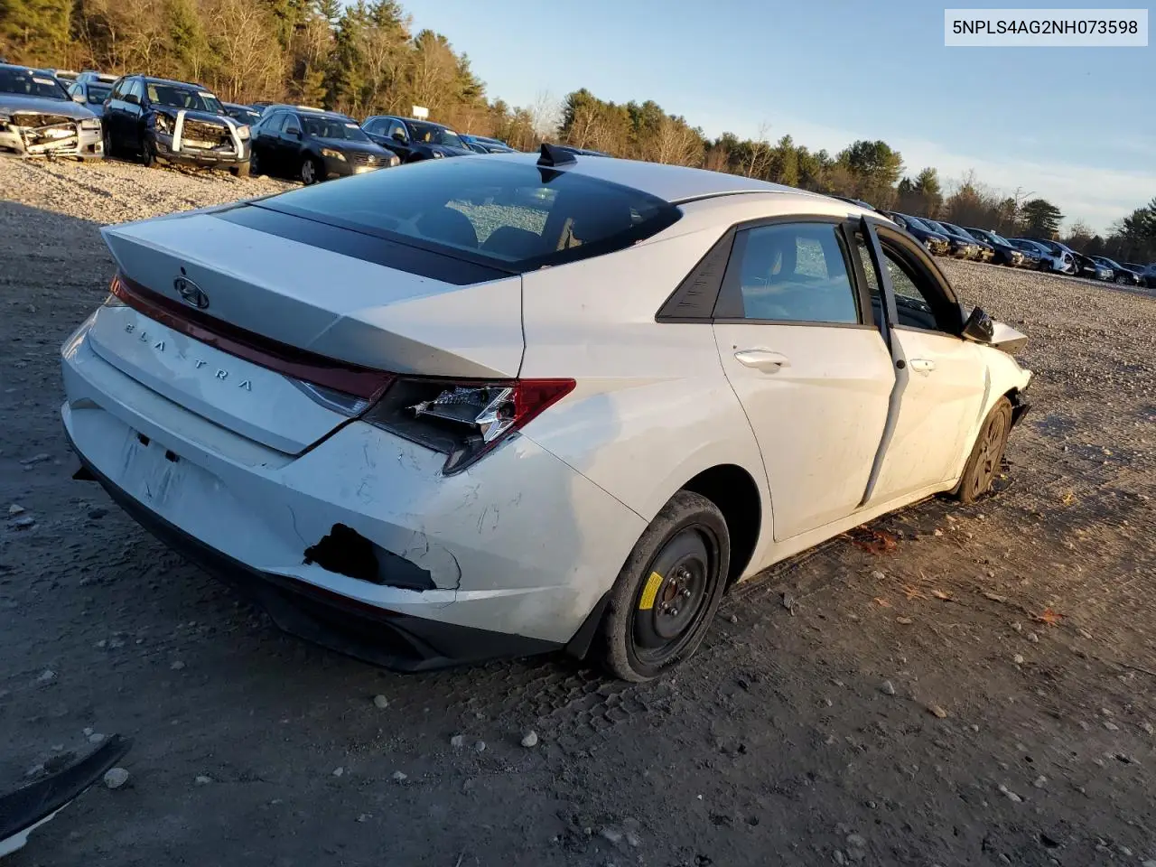 2022 Hyundai Elantra Sel VIN: 5NPLS4AG2NH073598 Lot: 82733174