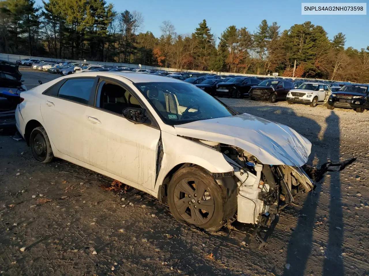 2022 Hyundai Elantra Sel VIN: 5NPLS4AG2NH073598 Lot: 82733174