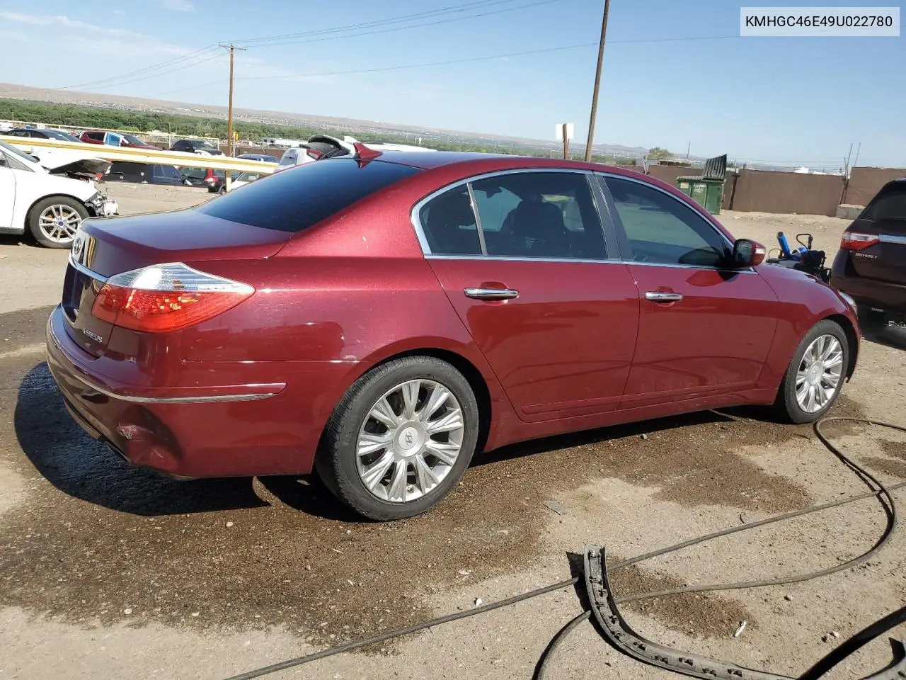 2009 Hyundai Genesis 3.8L VIN: KMHGC46E49U022780 Lot: 60662735