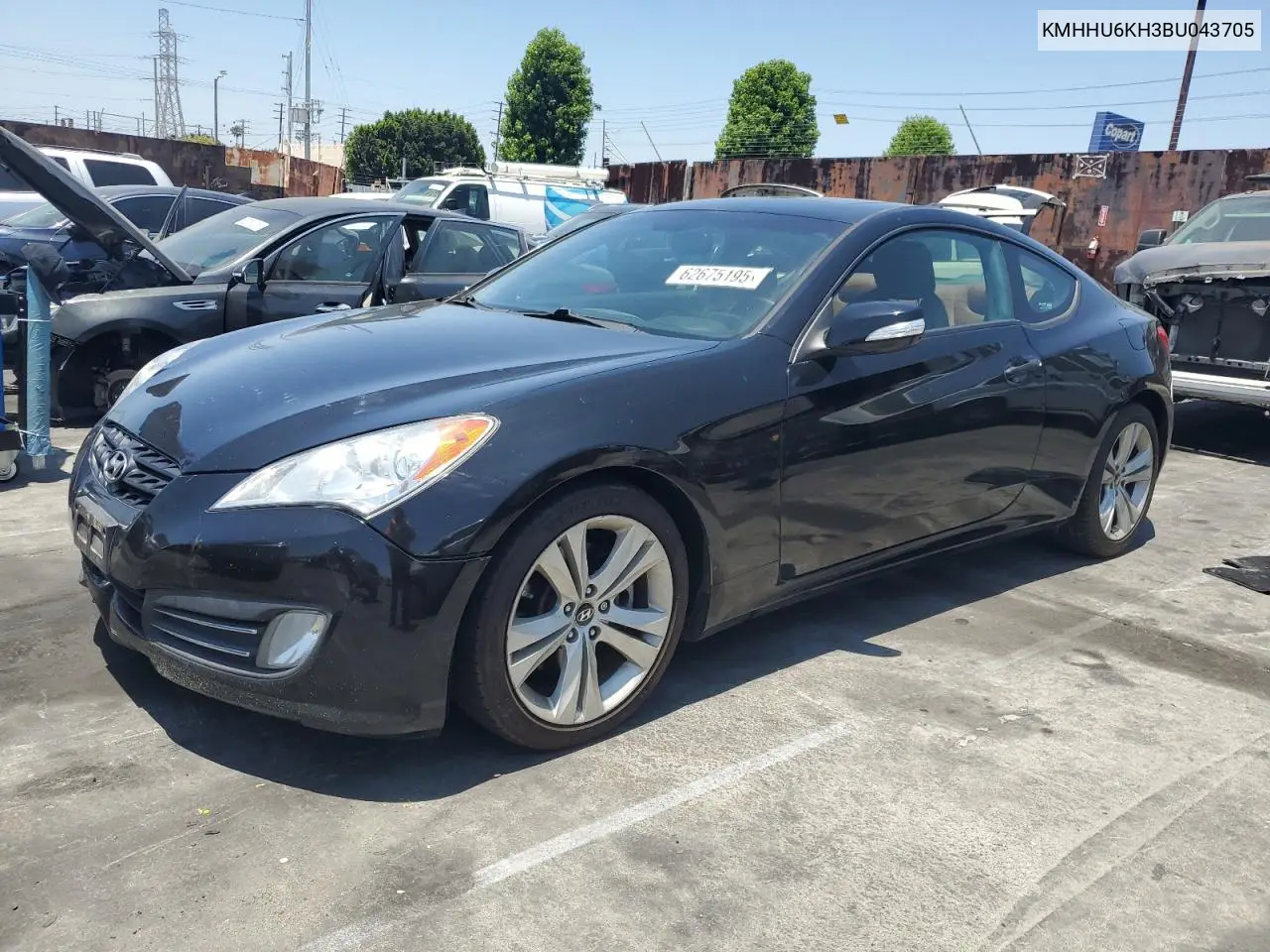 2011 Hyundai Genesis Coupe 3.8L VIN: KMHHU6KH3BU043705 Lot: 62675195