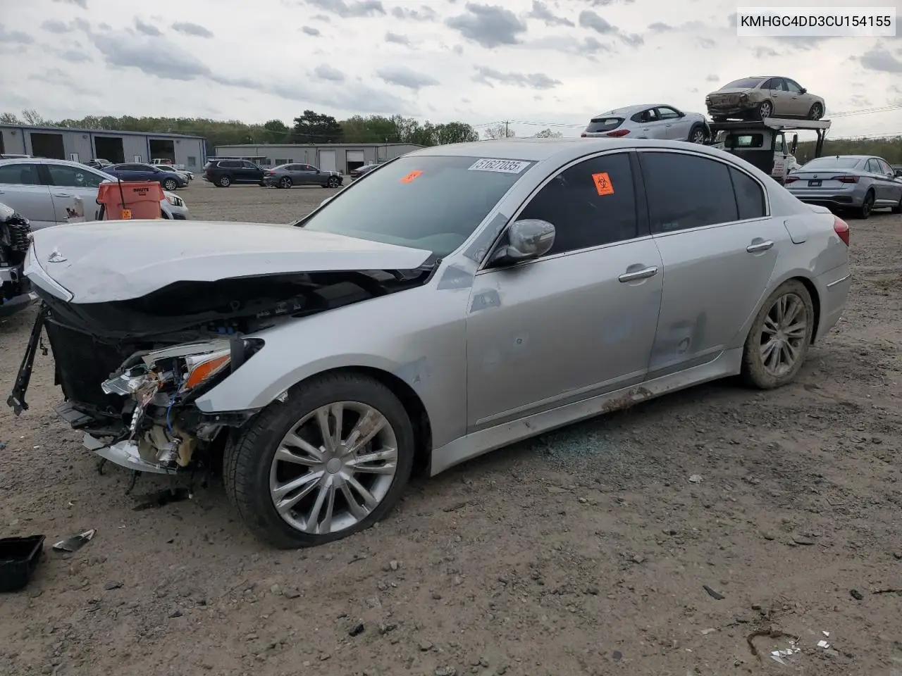 2012 Hyundai Genesis 3.8L VIN: KMHGC4DD3CU154155 Lot: 51627035