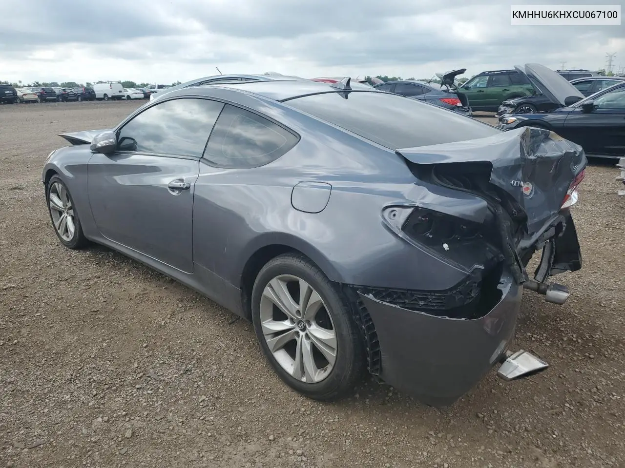 2012 Hyundai Genesis Coupe 3.8L VIN: KMHHU6KHXCU067100 Lot: 62565945