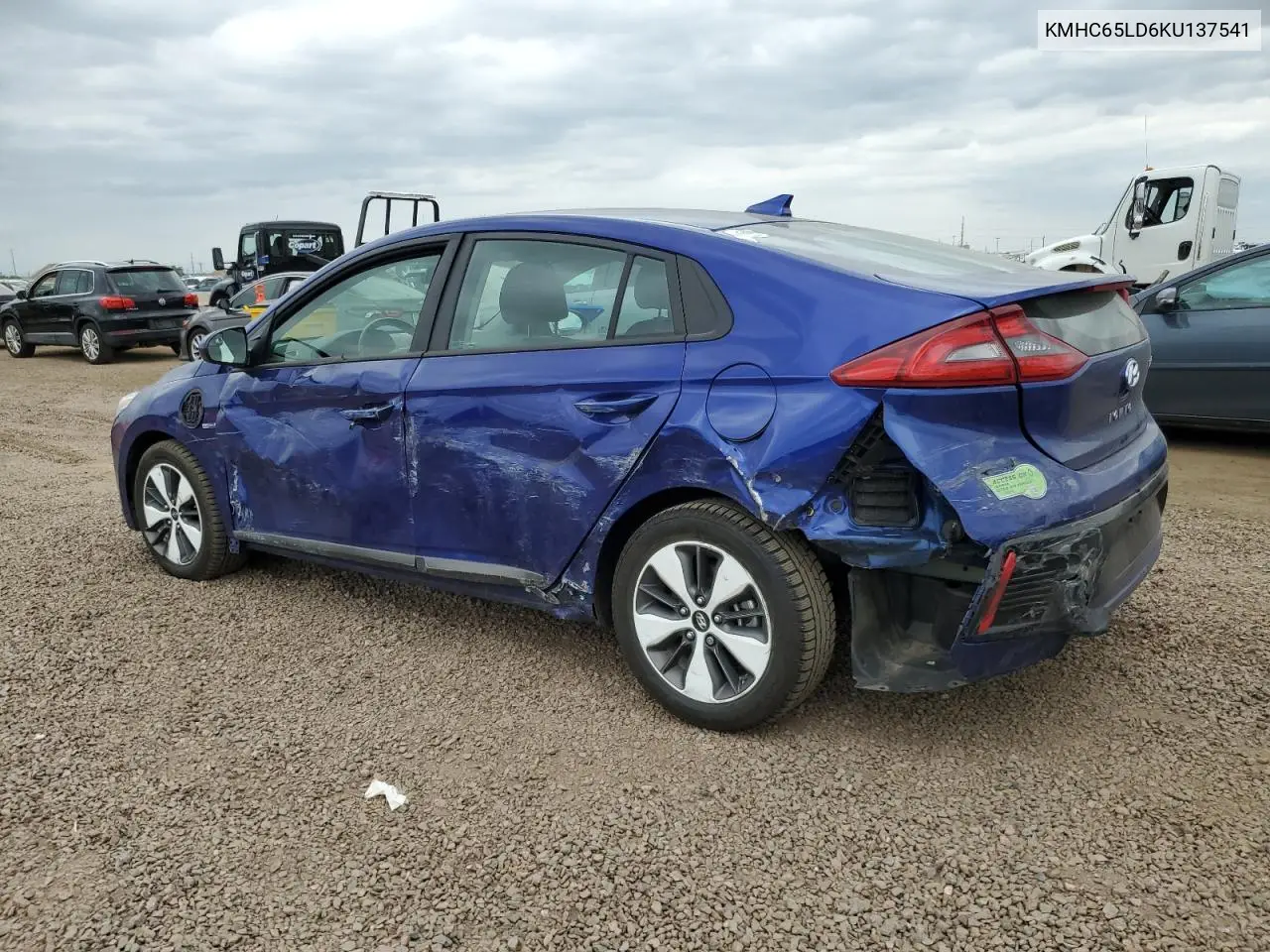 2019 Hyundai Ioniq VIN: KMHC65LD6KU137541 Lot: 62223965