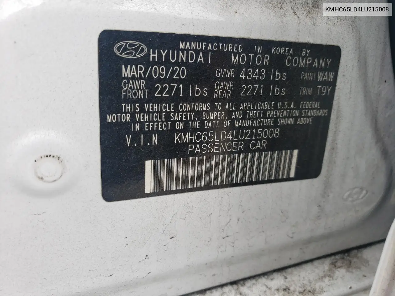 2020 Hyundai Ioniq Se VIN: KMHC65LD4LU215008 Lot: 62239335