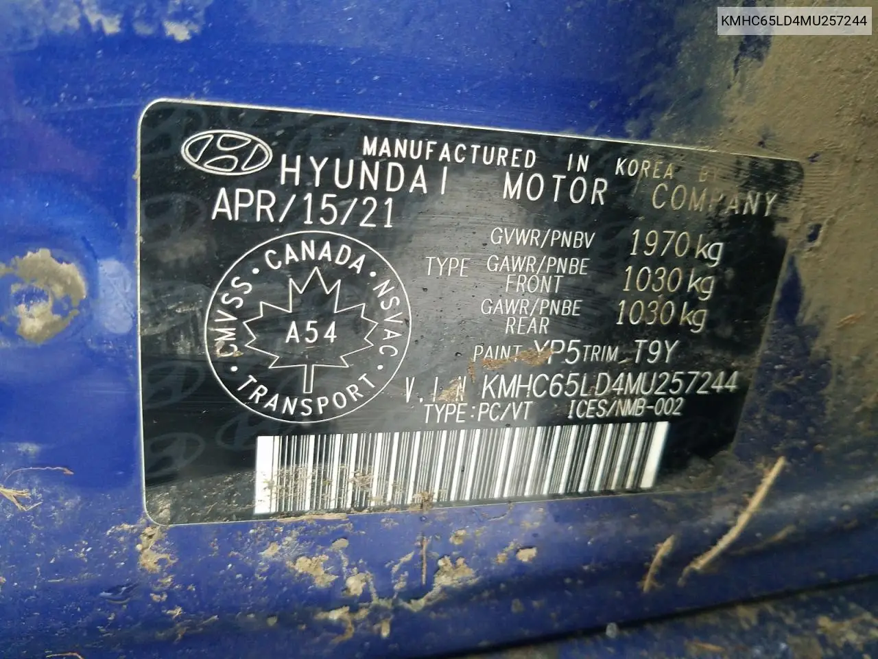 2021 Hyundai Ioniq Se VIN: KMHC65LD4MU257244 Lot: 84324484