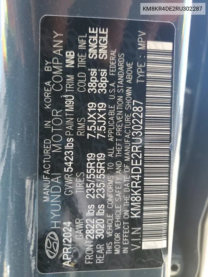 2024 Hyundai Ioniq 5 Limited VIN: KM8KR4DE2RU302287 Lot: 55517995