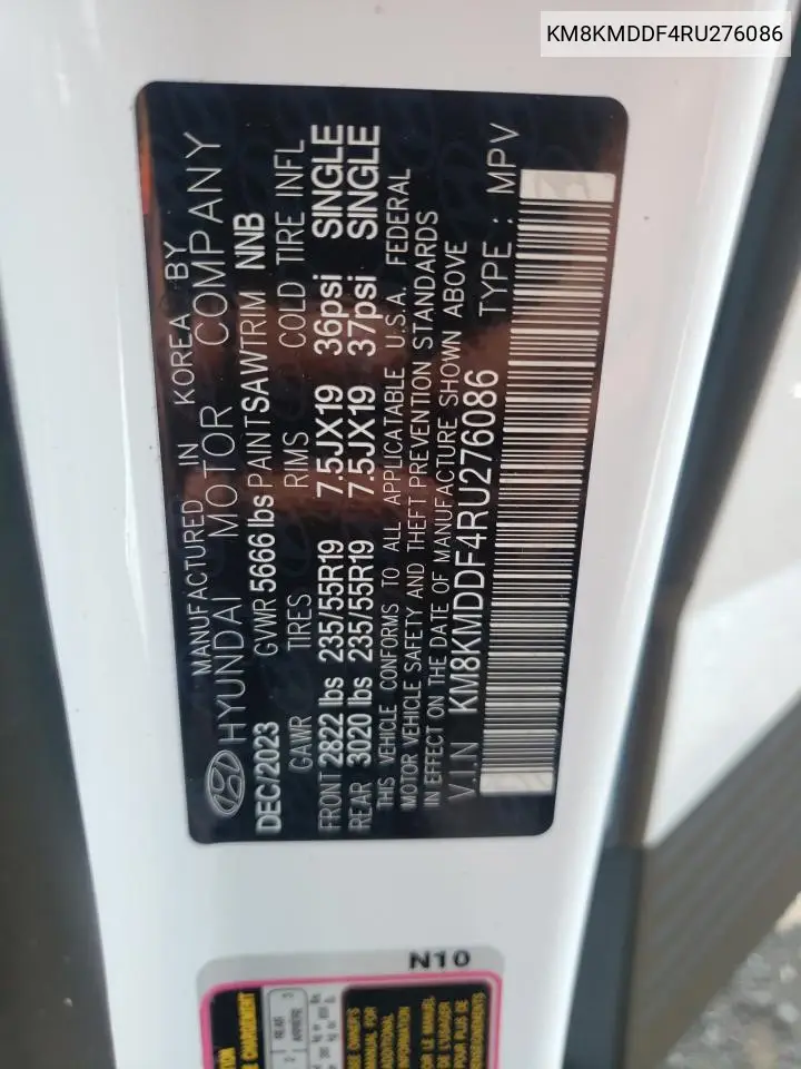 2024 Hyundai Ioniq 5 Se VIN: KM8KMDDF4RU276086 Lot: 62396684
